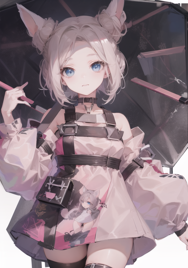 00210-3148061080-wuxian-xsg, 1girl, solo, umbrella, blue eyes, looking at viewer, grey hair, hair bun, double bun, holding umbrella, holding, ani.png